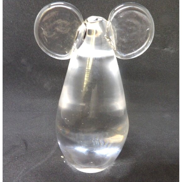 Crystal Glass Mouse Paper Weight 5.5 in. Tall Black Eyes - Picture 4 of 4